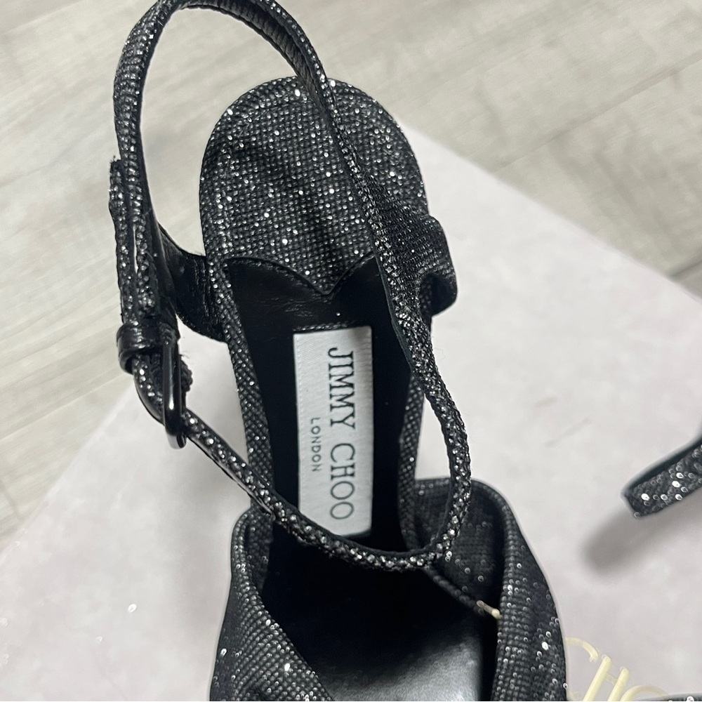 Jimmy Choo Elegant Heloise 120 Black High Heel Sandals - Picture 9 of 13